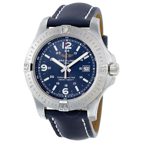 breitling colt blue dial blue leather men's watch|Breitling Colt .